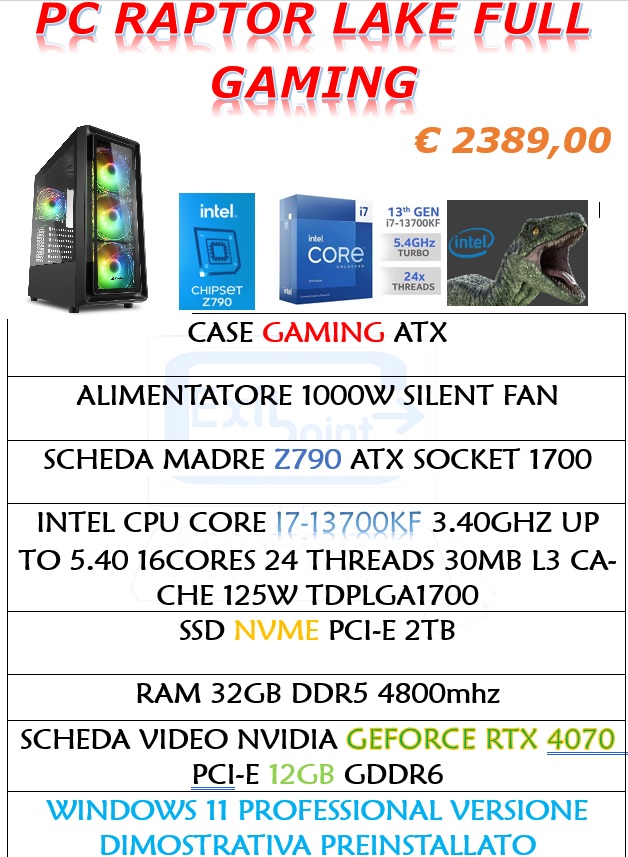 PC RAPTOR LAKE FULL GAMING