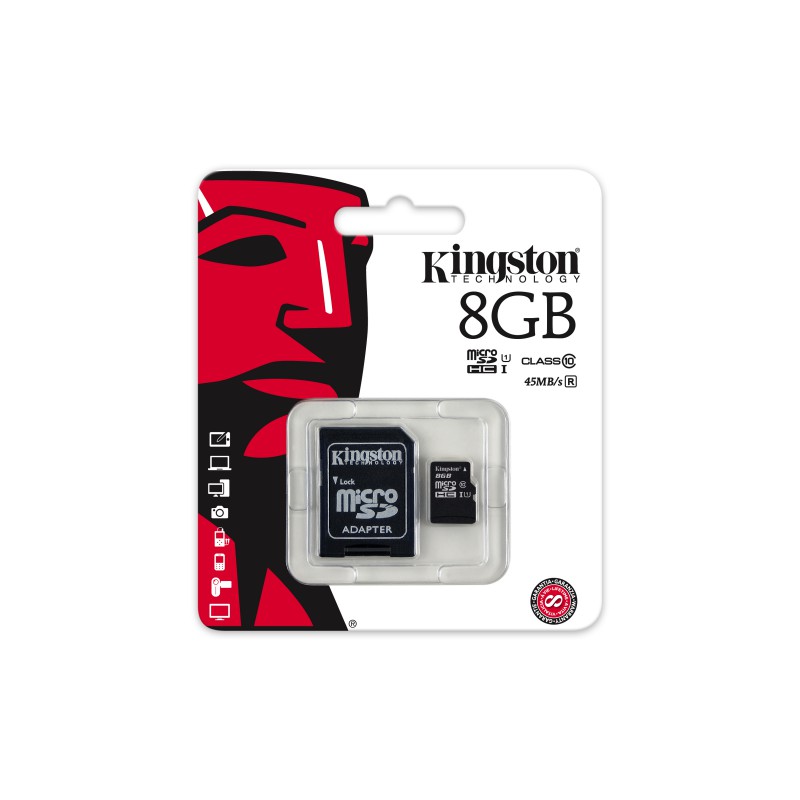 MEMORY CARD KINGSTON microSDHC 8GB CL10