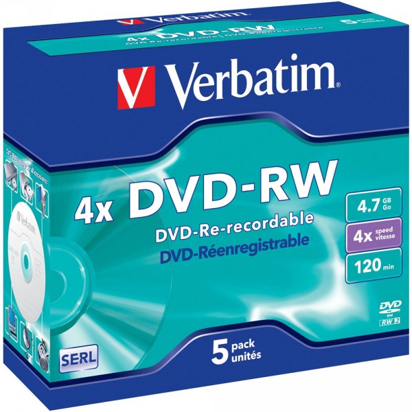 DVD-RW VERBATIM 4.7GB RISCRIVIBILE 5PZ