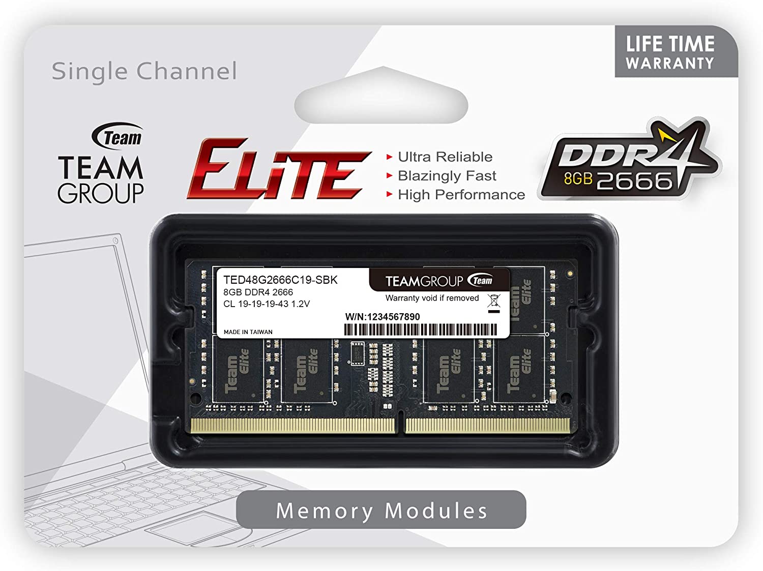 MEM TEAM GROUP 8GB 2666MHz 1.2V DDR4 NOTEBOOK