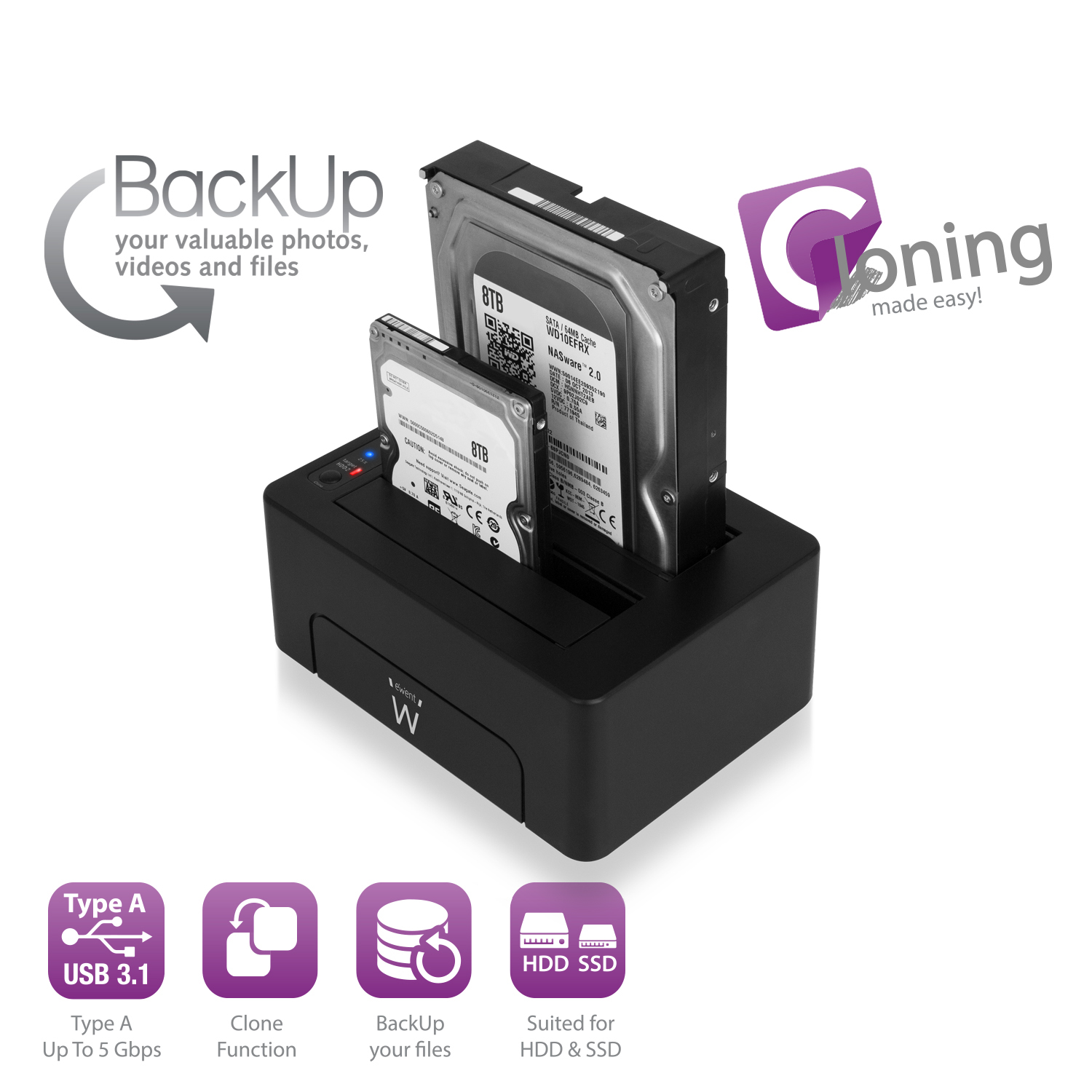 DOCKING STATION SATA USB3.1 DUAL EW7014