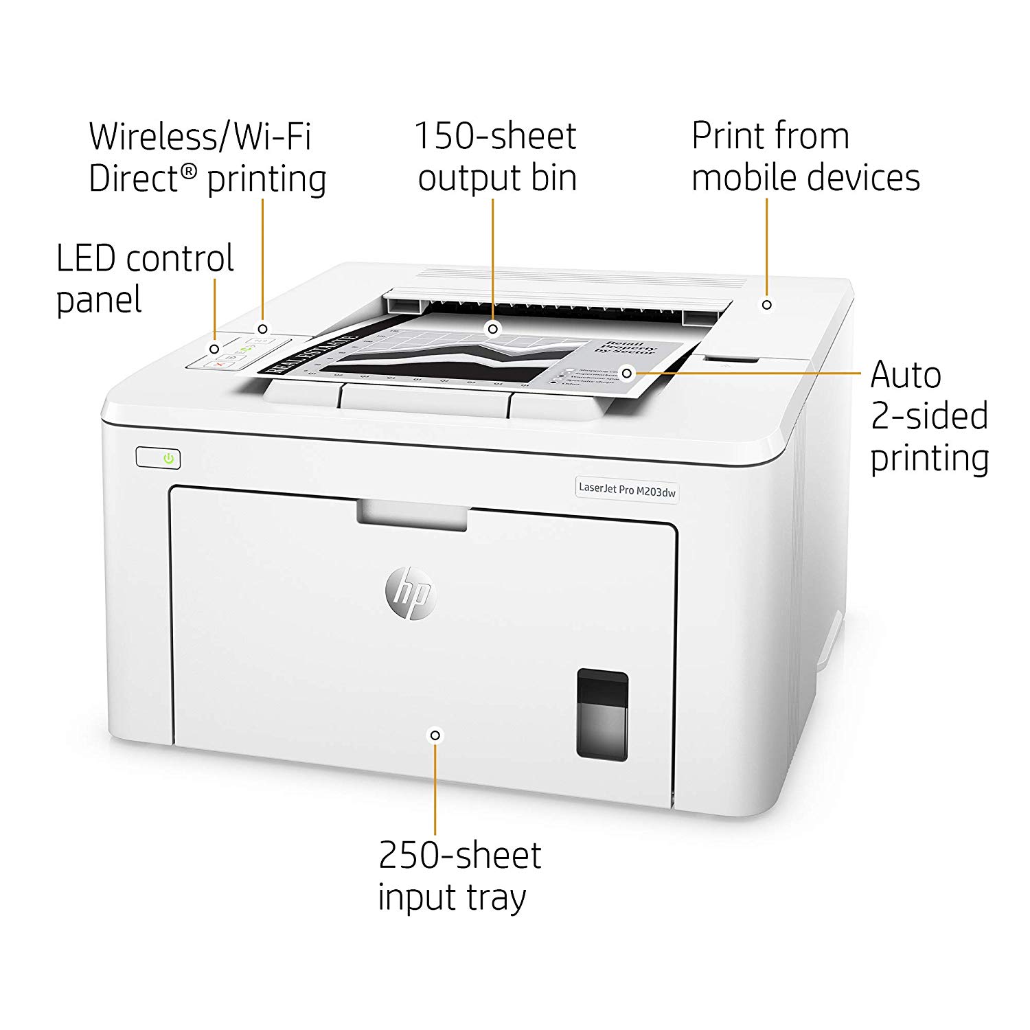 STAMPANTE HP LASERJET PRO M203W B/N WIFI 28PPM                