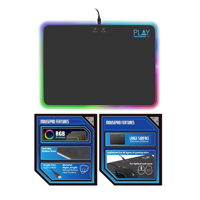 MOUSEPAD GAMING RGB PLAY HARD SURFACE USB