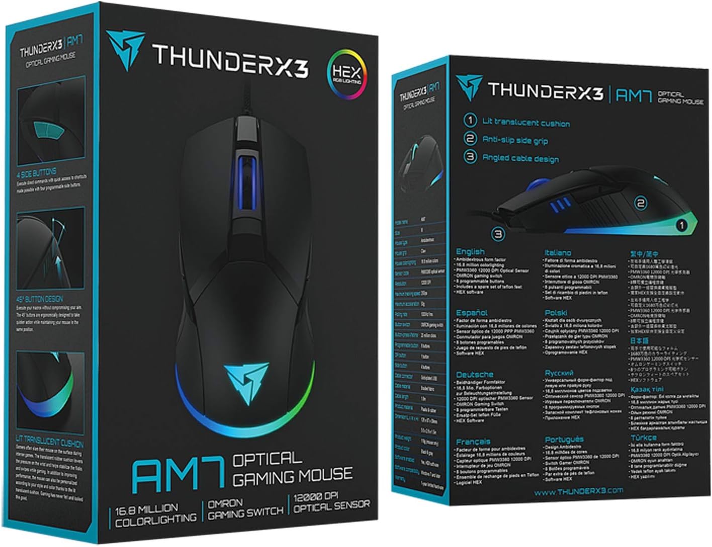 MOUSE THUNDER X3 GAMING AM7 12000 DPI USB