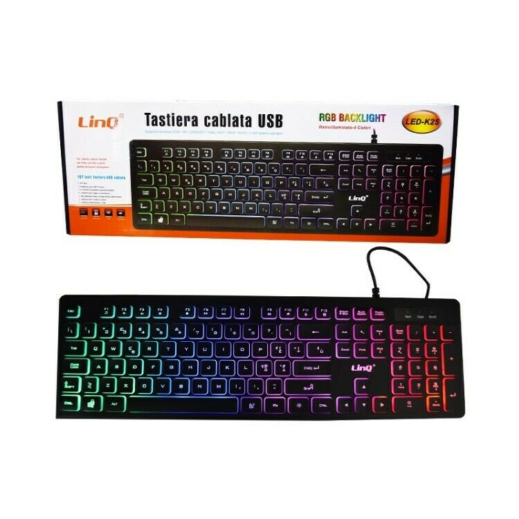 TASTIERA LINQ RETROILLUMINATA LED-K25 RGB USB