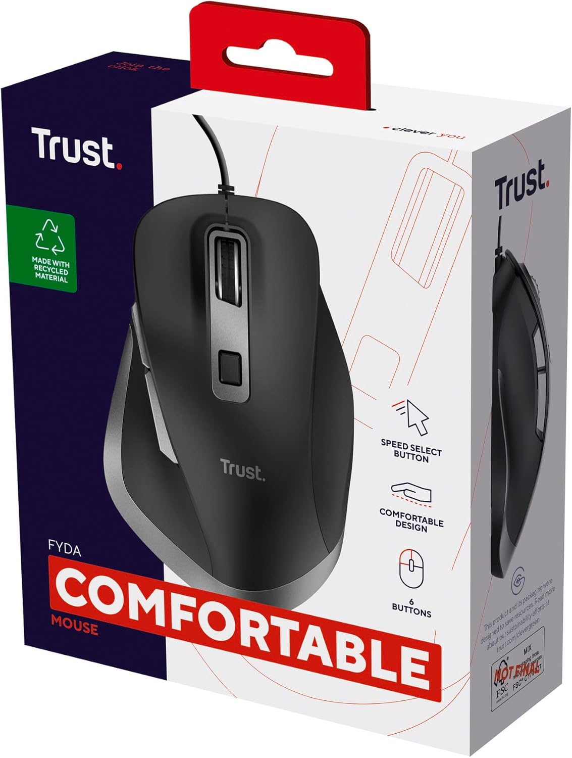 MOUSE TRUST FYDA DESIGN COMFORTABLE USB 