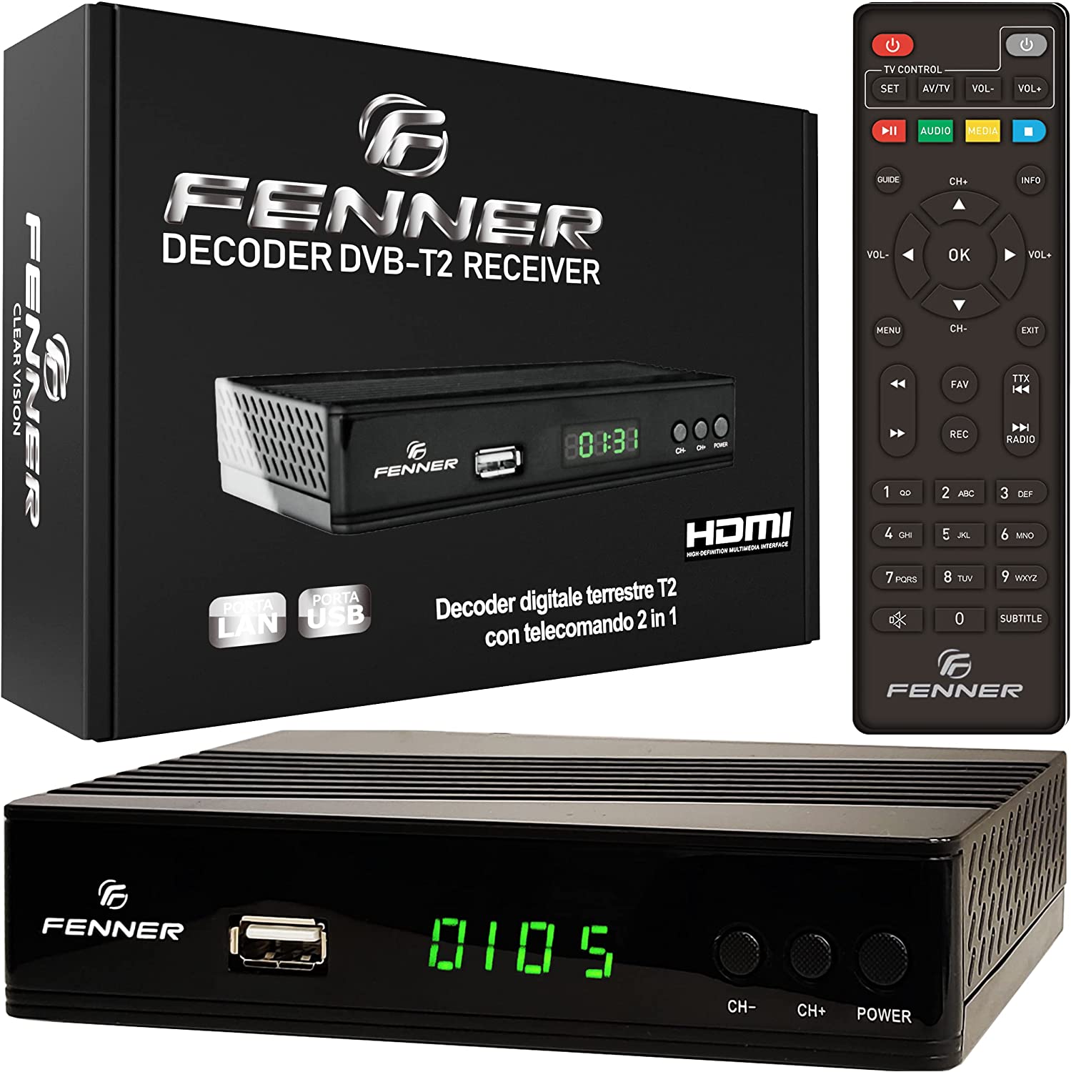 DECODER DVBT-2 FENNER 1080P USB HDMI 
