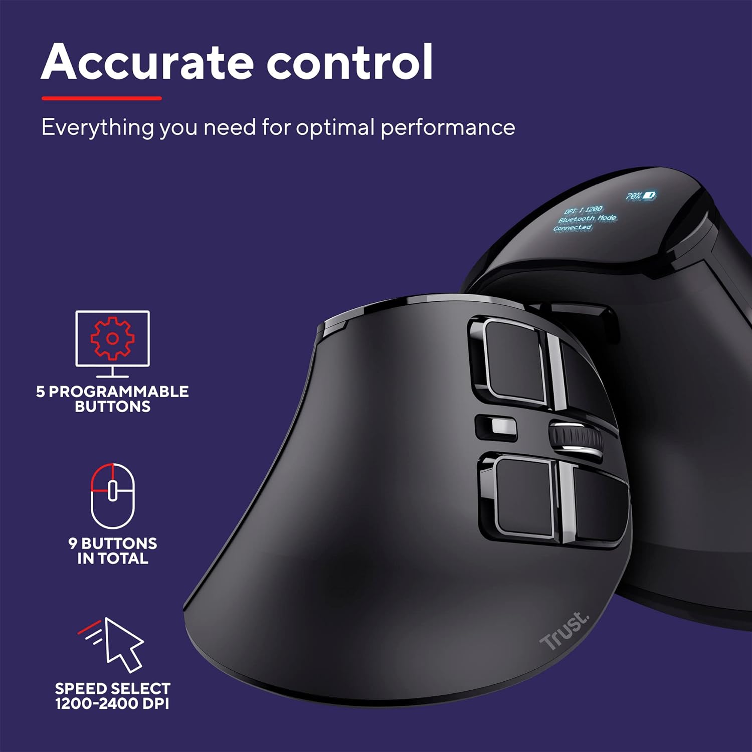 MOUSE VERTICALE LED VOXX BLUETOOTH RIC.
