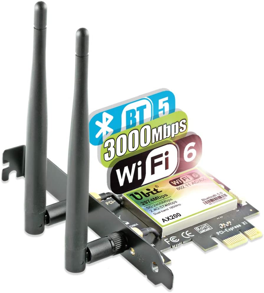 UBIT SCHEDA DI RETE WI-FI 6 + BT PCIe 